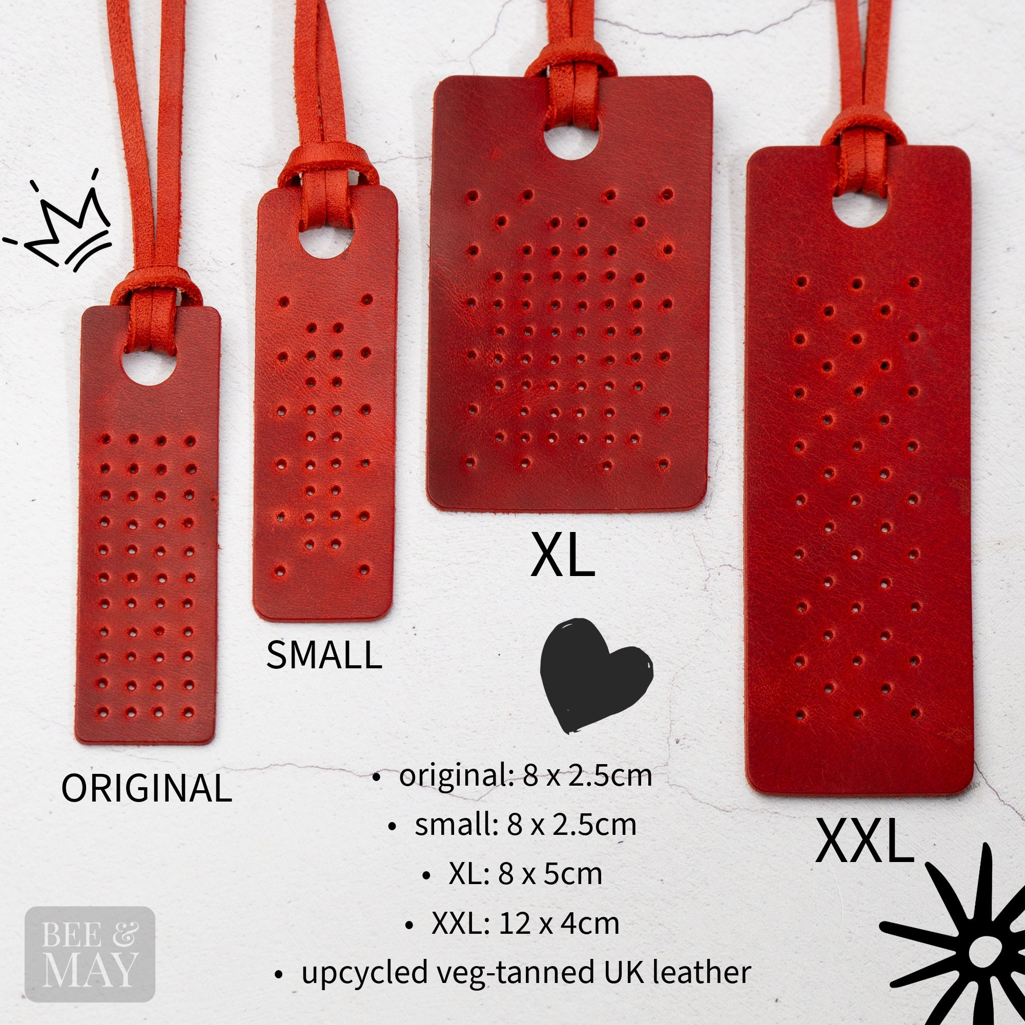 Red Leather Enamel Pin Display Tag for Handbags. Choice of