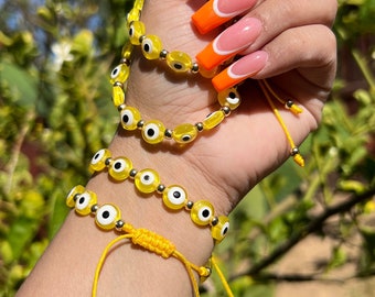 Yellow Evil Eye Bracelet, Bracelets for women, jewelry, gift, unique gifts, best friend gifts, gift for her, friendship bracelet