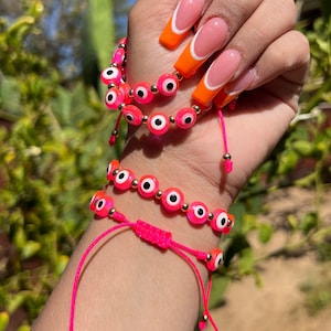 Hot Pink Evil Eye Bracelet, Bracelets for women, jewelry, gift, unique gifts, best friend gifts, gift for her, friendship bracelet