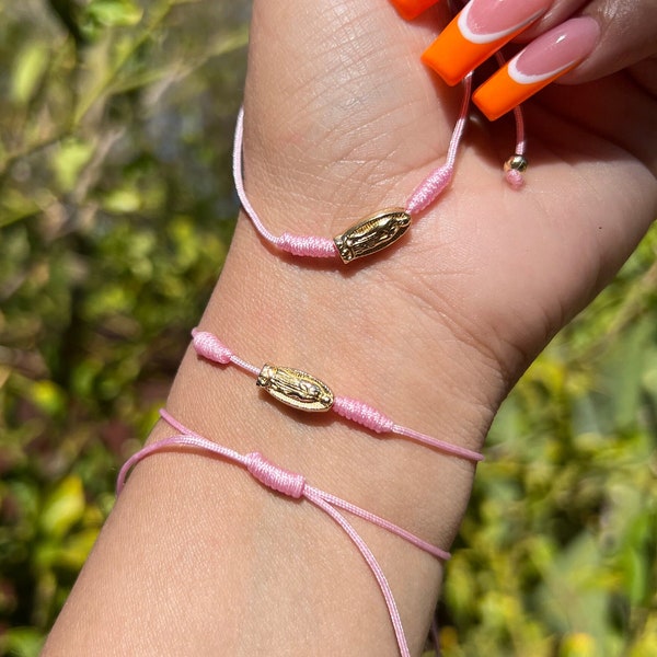 Pink Virgen de Guadalupe Bracelet, Bracelets for women, jewelry, gift, unique gifts, best friend gifts, gift for her, friendship bracelet