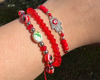 Red Evil Eye, Rainbow Bracelets, jewelry, gift, unique gifts, best friend gifts, gift for her, friendship bracelet