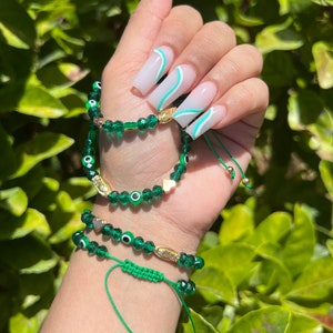 Green Evil Eye Bracelet, Virgen de Guadalupe Bracelet, jewelry, unique gifts, best friend gifts, gift for her, friendship bracelet