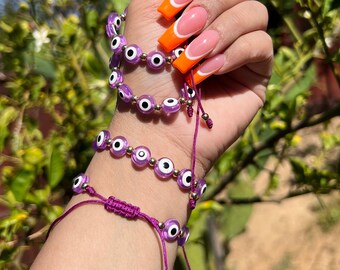 Purple Evil Eye Bracelet, Bracelets for women, jewelry, gift, unique gifts, best friend gifts, gift for her, friendship bracelet