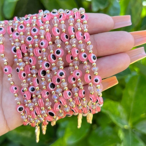 Pink Evil Eye Bracelet Bracelets for Women Jewelry Gift Etsy