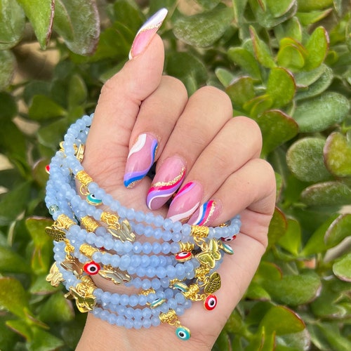 Light Blue Evil Eye Bracelet Ojo Bracelet Gift Unique Etsy