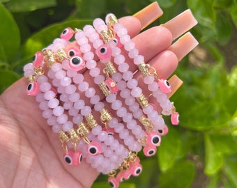 Pink Evil Eye Bracelet, Bracelets for women, jewelry, gift, unique gifts, best friend gifts, gift for her, friendship bracelet