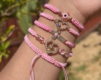Pink Evil Eye Bracelet, Bracelets for women, jewelry, gift, unique gifts, best friend gifts, gift for her, friendship bracelet