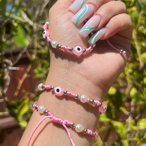 Pink Evil Eye Bracelet Bracelets for Women Jewelry Gift Etsy