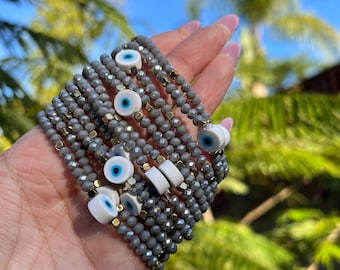 Grey Evil Eye, Bracelet, Bracelets for women, jewelry, gift, unique gifts, best friend gifts, gift for her, friendship bracelet