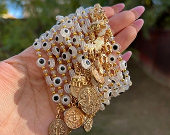 White Evil Eye, Bracelet, Bracelets for women, jewelry, gift, unique gifts, best friend gifts, gift for her, friendship bracelet