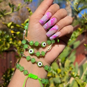 Green Evil Eye Bracelet, Virgen de Guadalupe Bracelet, jewelry, unique gifts, best friend gifts, gift for her, friendship bracelet