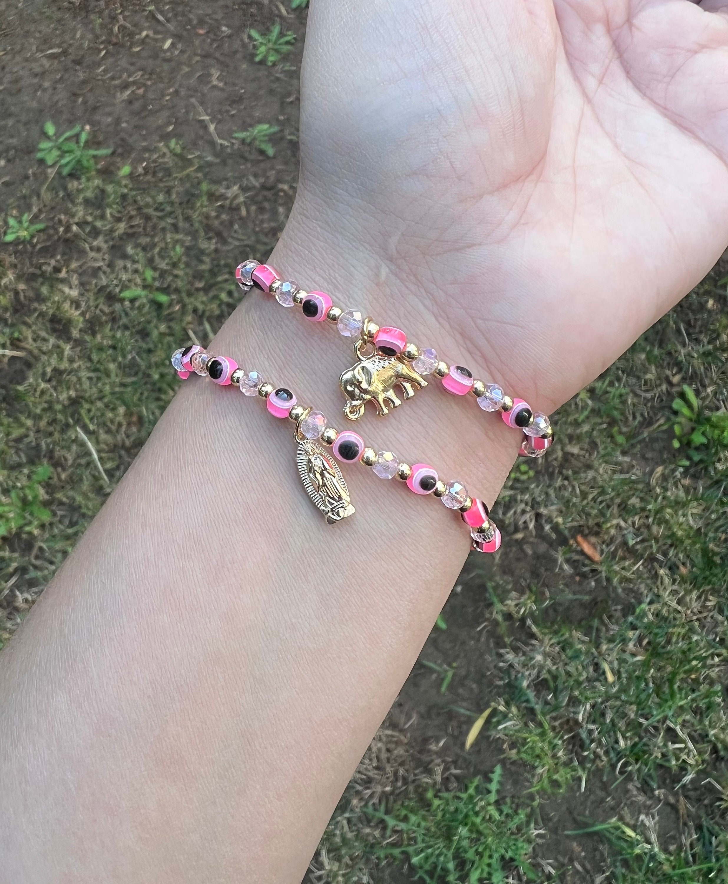 Gabcus Boho Bracelets Pendants Bracelet ite Charm Women Yoga Pink Romantic Gifts Natural Stone Bangles Friendship Jewelry Metal Color: B-B0553-A