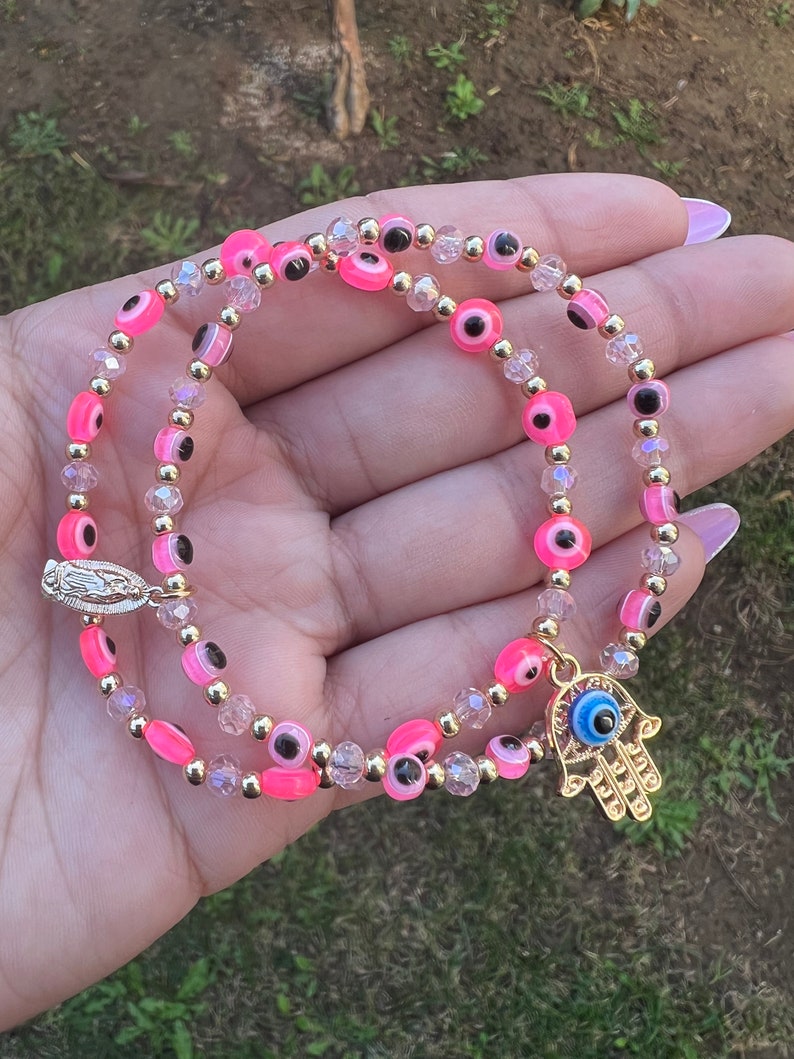 Pink Evil Eye Bracelet Bracelets for Women Jewelry Gift Etsy