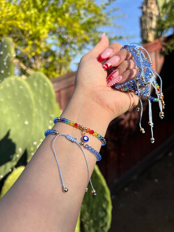 Baby Blue Rainbow Evil Eye Bracelet Bracelets for Women Jewelry