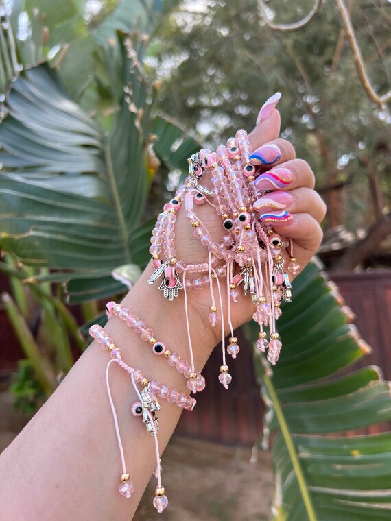 Light Pink Rose Gold Evil Eye Bracelet jewelry gift unique gifts best friend gifts gift for her friendship bracelet