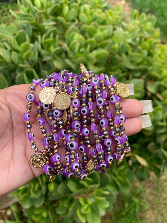 Purple Virgen de Guadalupe Evil Eye Bracelet, Bracelets for women, unique  gifts, best friend gifts, gift for her, friendship bracelet