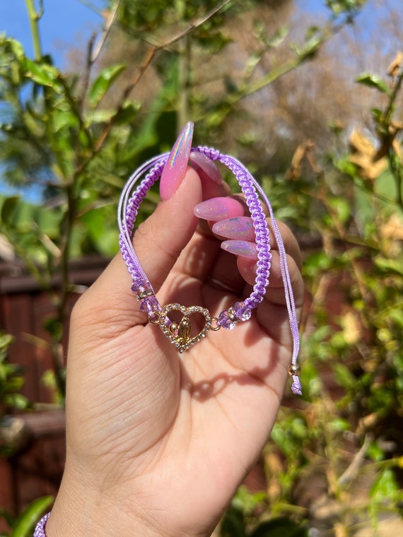 Purple Virgen de Guadalupe Evil Eye Bracelet, Bracelets for women, unique  gifts, best friend gifts, gift for her, friendship bracelet