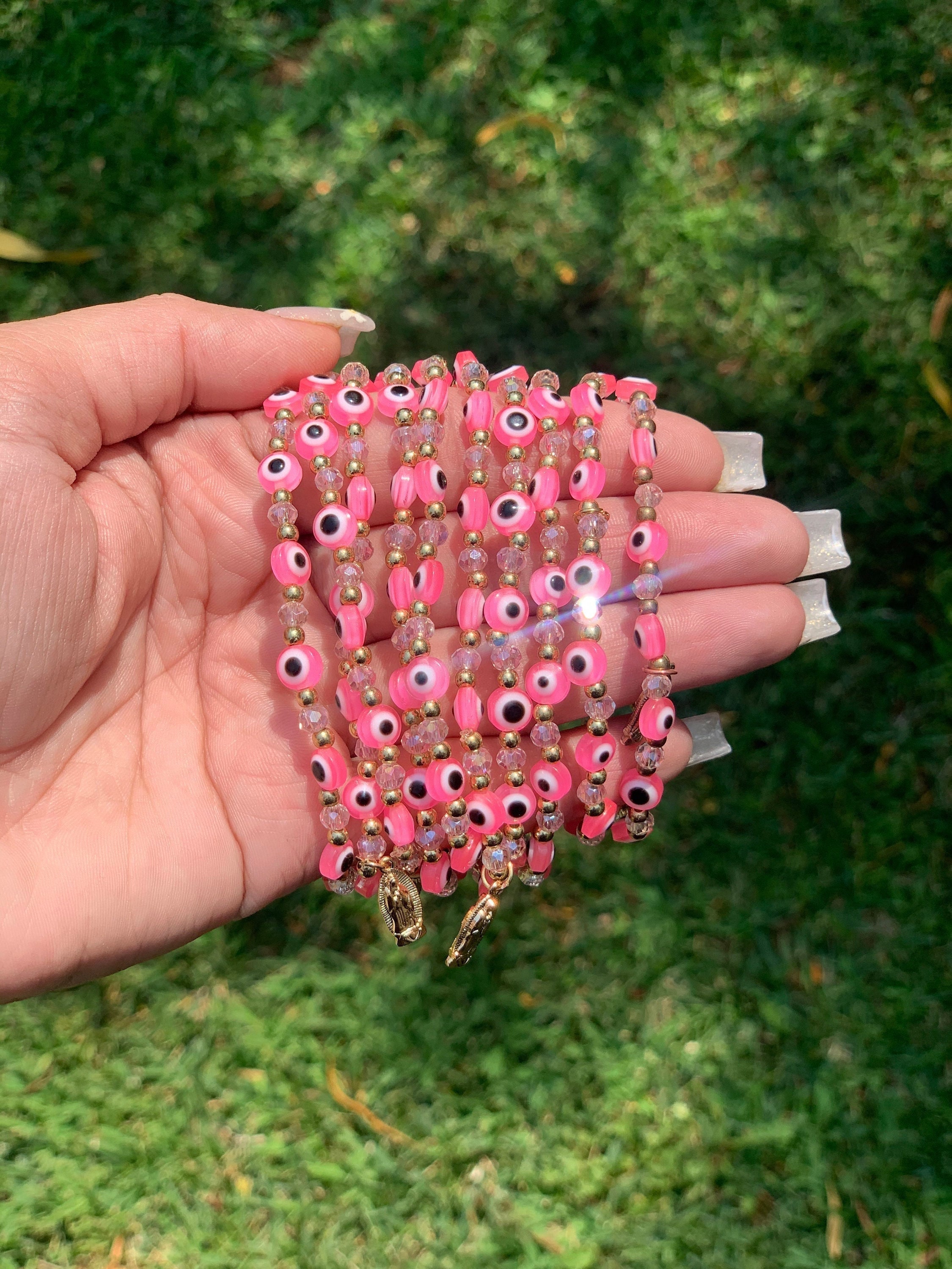 Pink Evil Eye Bracelet Bracelets for Women Jewelry Gift Etsy