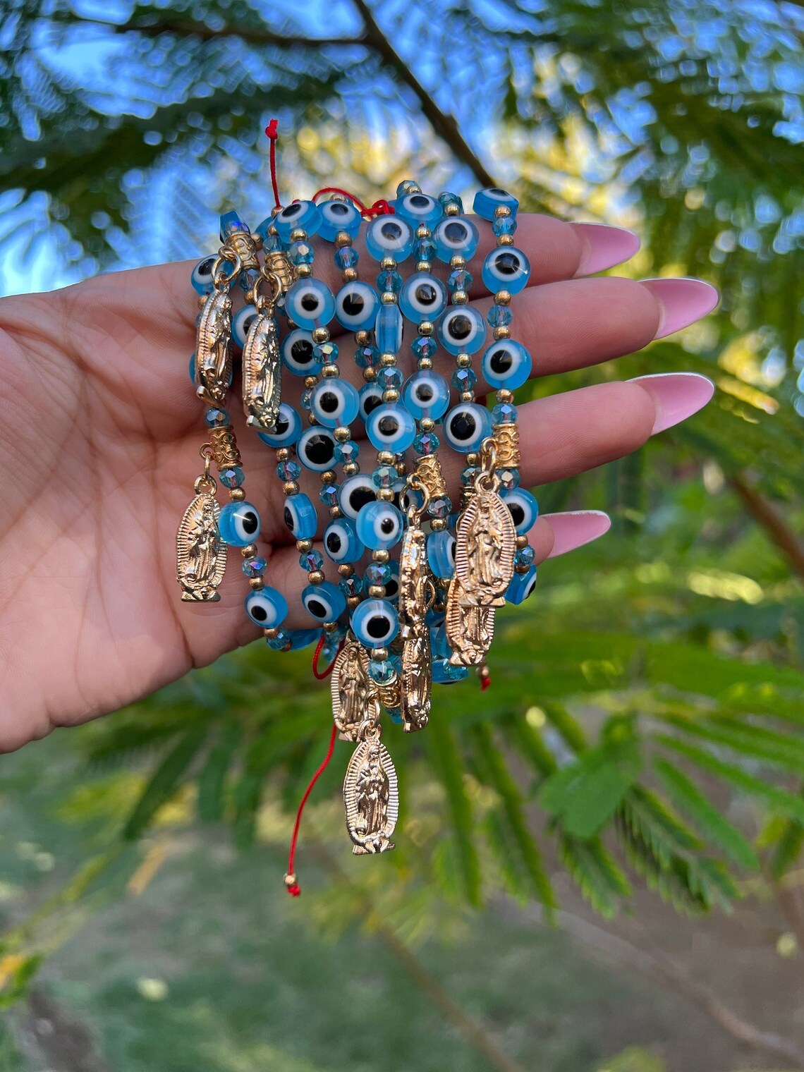 Light Blue Evil Eye Bracelet Ojo Bracelet Gift Unique Etsy