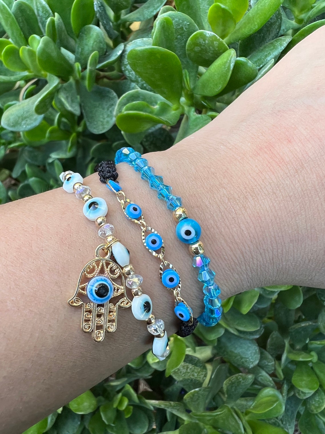 Light Blue Evil Eye Rainbow Bracelets Jewelry Gift Unique Etsy