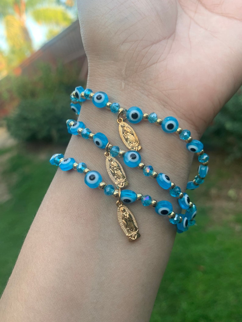 Light Blue Evil Eye Bracelet Ojo Bracelet Gift Unique Etsy