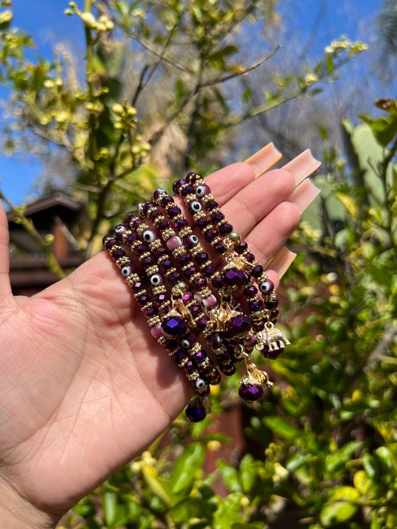 Purple Evil Eye Bracelet, Bracelets for Women, Jewelry, Gift