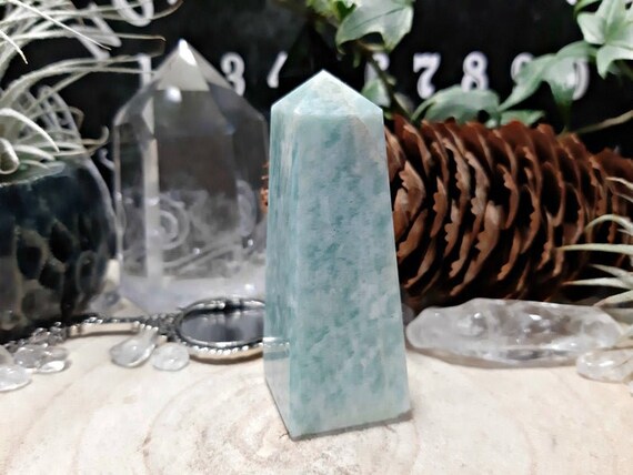 Amazonite Crystal Obelisk Standing Crystal Tower Point Etsy