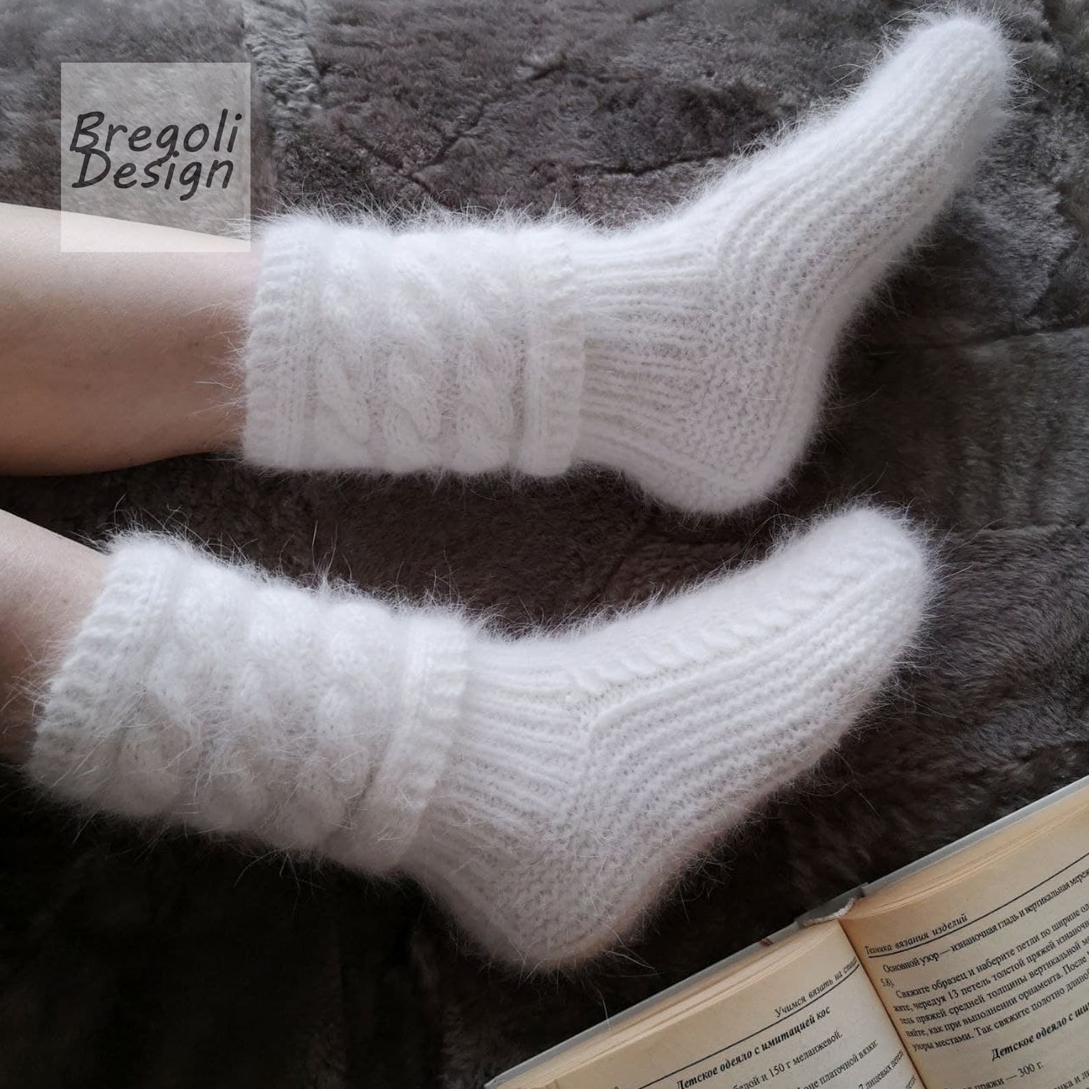 Angora Socks, Sock Slippers Knit Angora Socks, Angora Wool Socks, Home