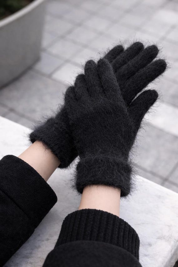 SALSATION サルセーション Net Knit-Gloves Angora Angora Knit Gloves Women Knit Mittens Women Angora Knit Gloves