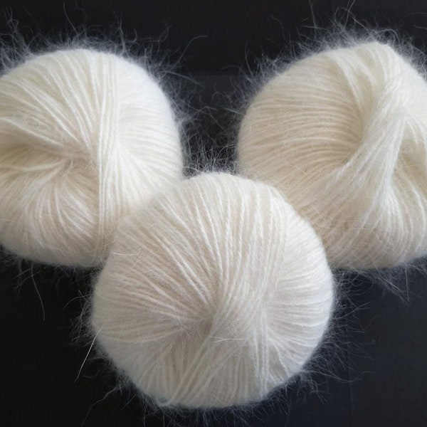 Angora yarn for knitting 100% Angora White angora fluffy yarn 25 gram