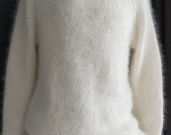 【COSYHARU】Angora Mohair Knit Long Sleeve Angora Sweater Limited Edition Knit Cozy Winter Fluffy