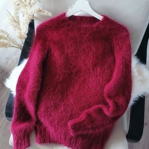 Sweater angora knit women Vine Men Knit Sweater Winter handknit Sweater Cozy Fluffy Sweater