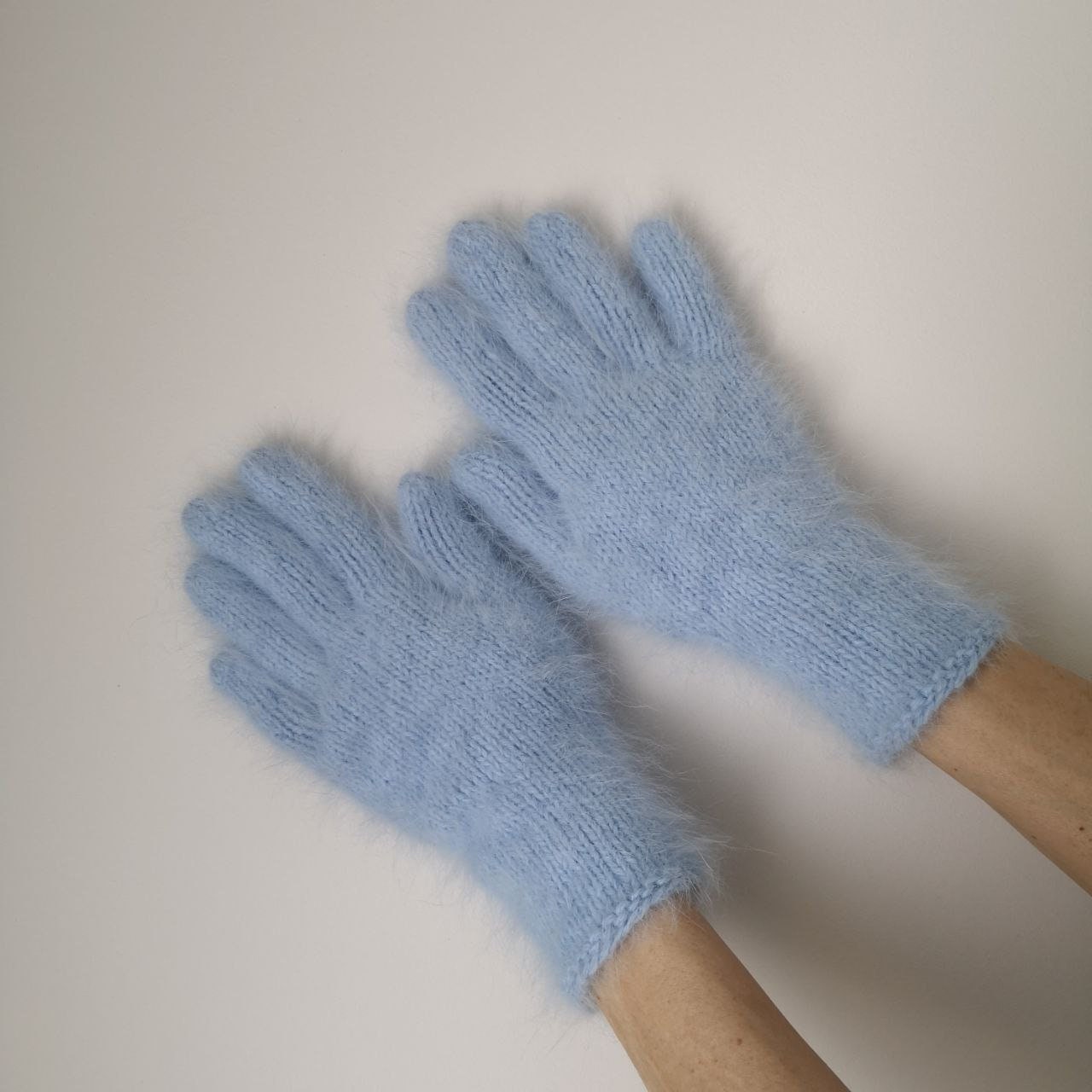 Angora Knit Gloves Women Handknit Mittens Women Angora Knit Gloves