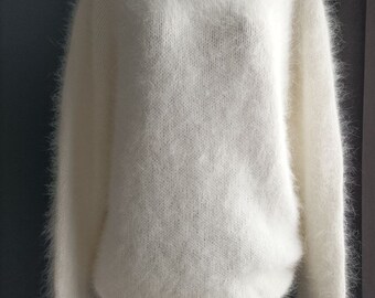 【COSYHARU】Pring Angora Knit Angora Sweater Ready to Ship Lavander or Pink Colar Fluffy