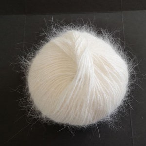 Angora yarn for knitting 100% Angora White angora fluffy yarn 25 gram