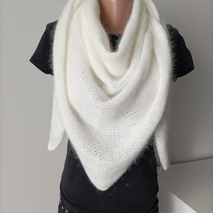 Angora triangle scarf, Warm soft shawl, Winter scarves, Soft winter scarf, Angora wrap, Angora shawl, Fluffy scarf