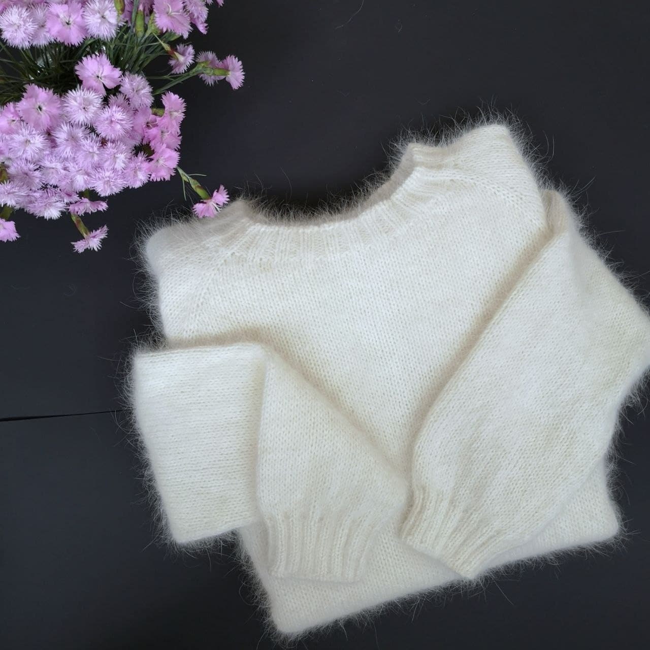 【COSYHARU】Pring Angora Knit Angora Sweater Ready to Ship Lavander or Pink Colar Fluffy