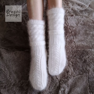 Angora socks, sock slippers knit angora socks, angora wool socks, home knit socks, Fuzzy Fluffy Cozy Warm Super Soft Slippers Socks
