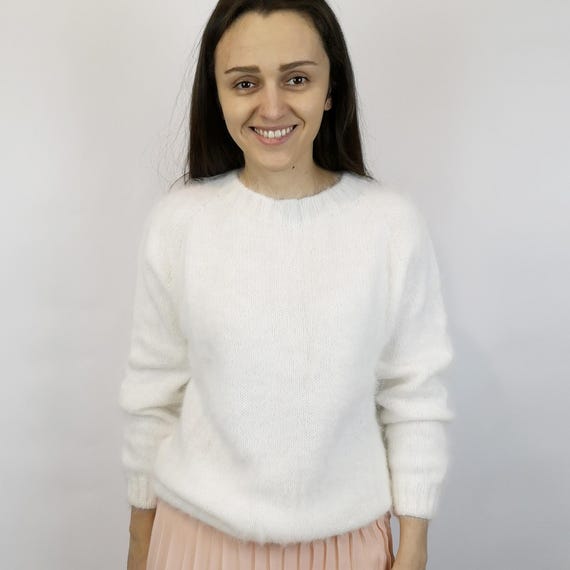 Sueter Blanco Sueter De Angora Para Dama Suéter De Angora, Suéter