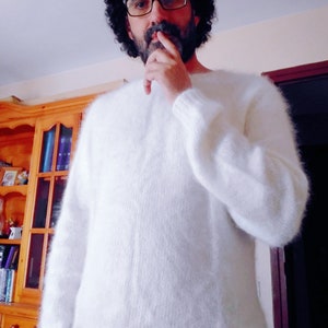 Angora blend fluffy sweater, Men knit jumper, knit fashion jumper, man angora jumper, angora ultra soft sweater