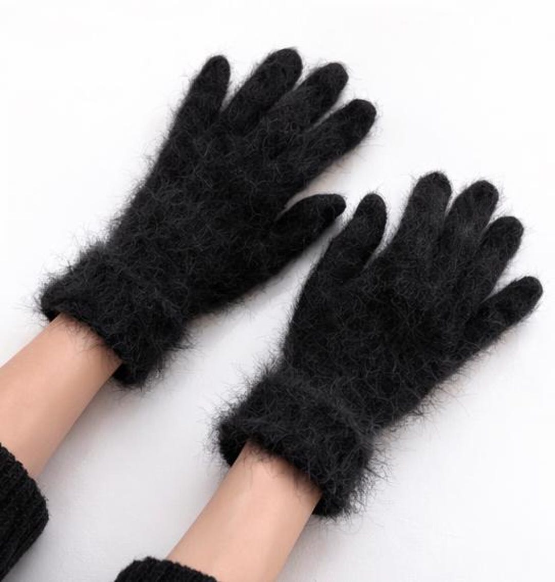 Angora Knit Gloves Women Knit Mittens Women Angora Knit Gloves