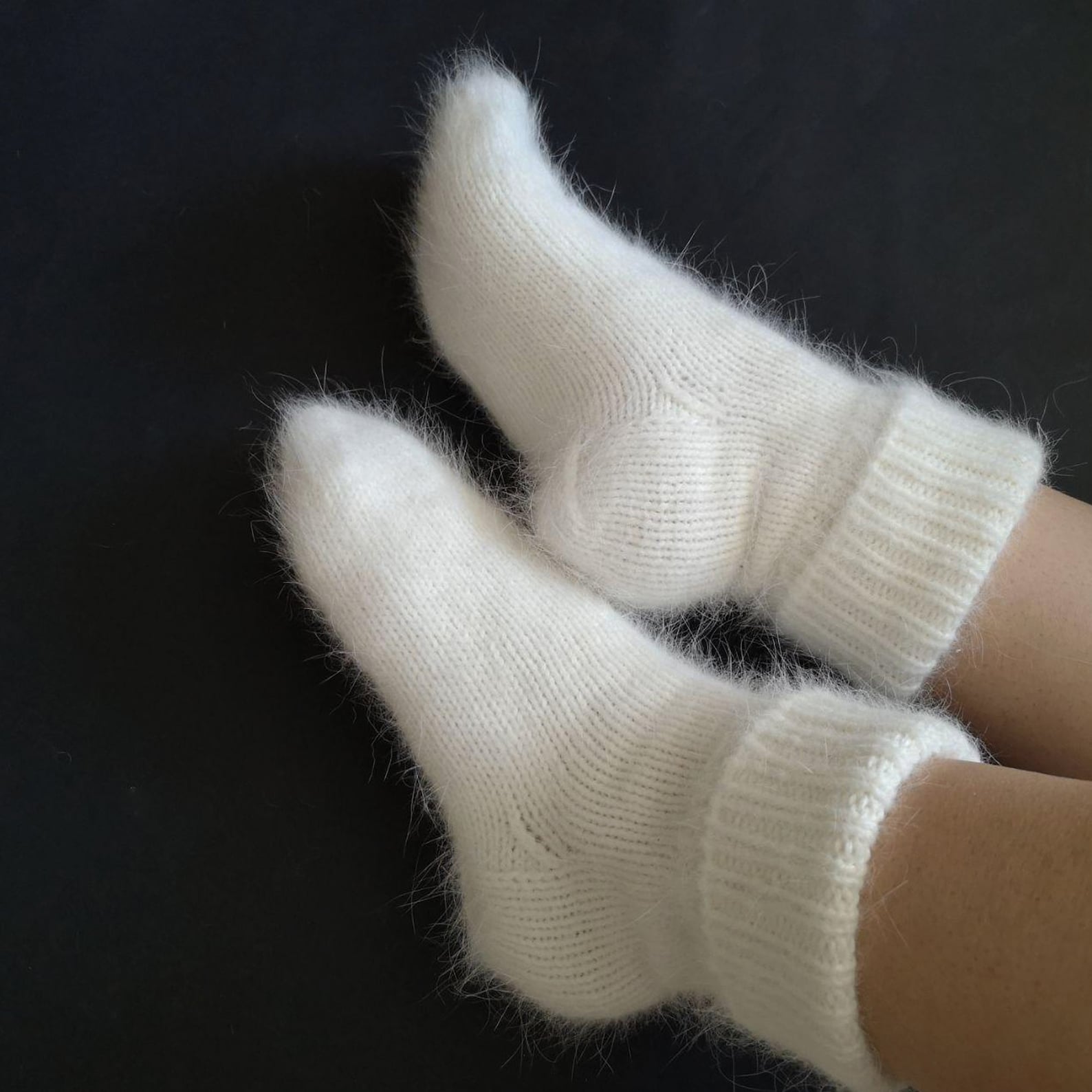 Knit Socks Angora Wool Socks Slip socks rabbit women knit Etsy