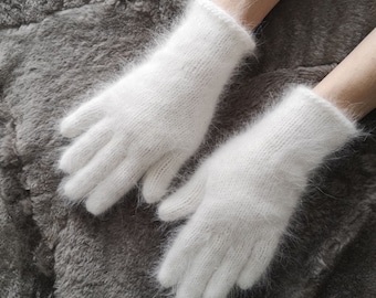 Angora Knit Gloves Women Knit Mittens Women Angora Knit Gloves