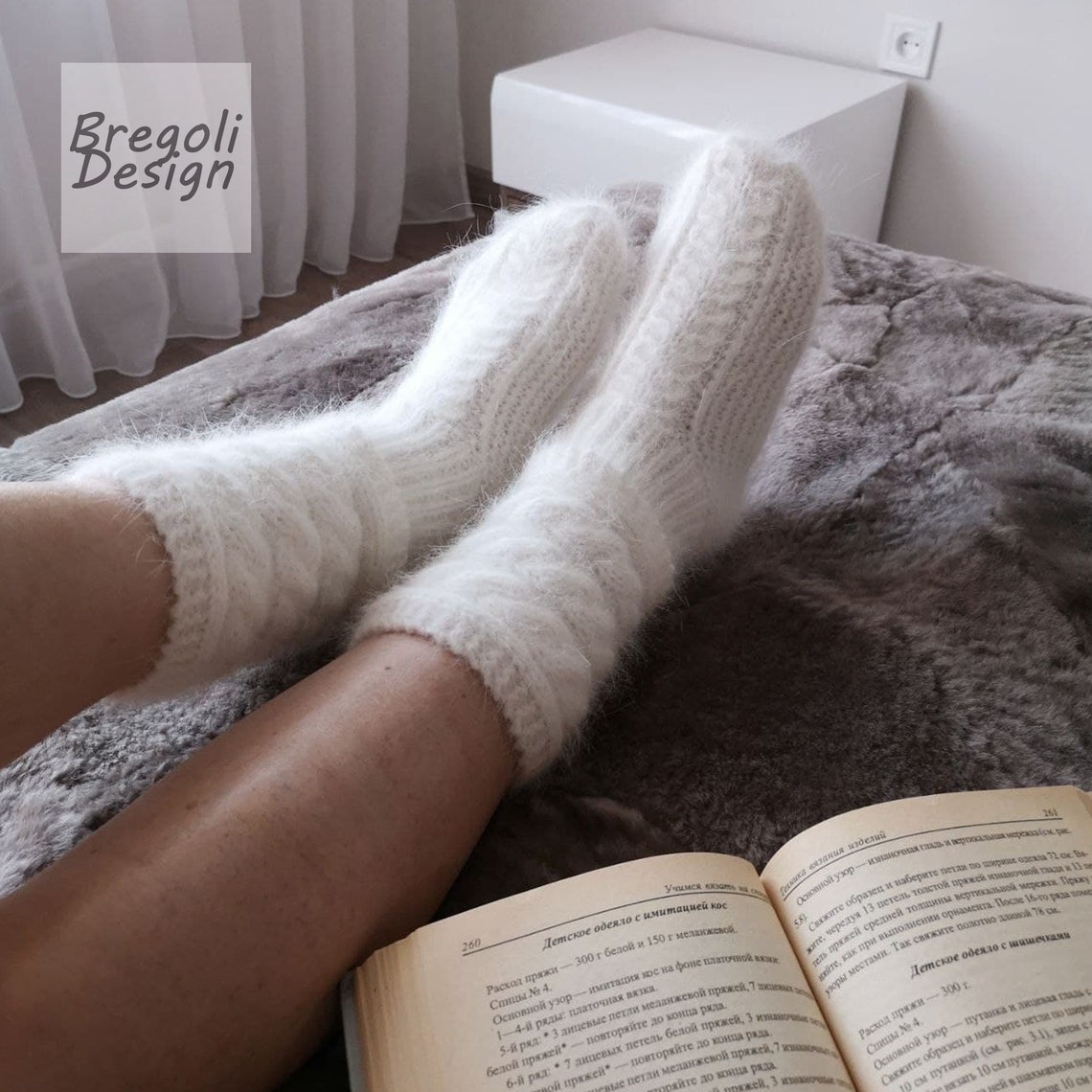 Angora Socks, Sock Slippers Knit Angora Socks, Angora Wool Socks, Home