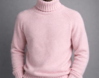 Angoraulltröja, herrvinterstickad tröja, julklapp