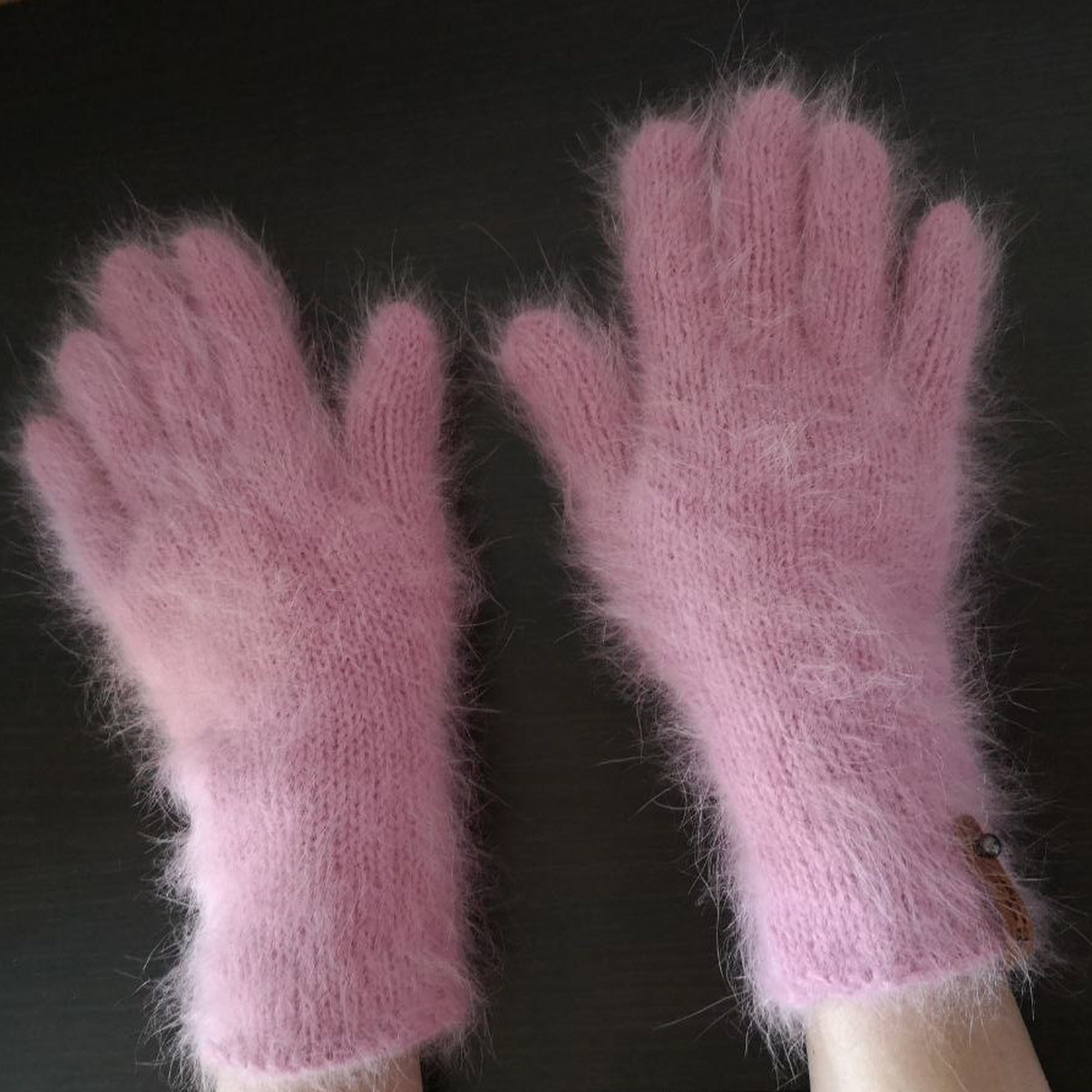 Angora Knit Gloves Women Handknit Mittens Women Angora Knit Gloves