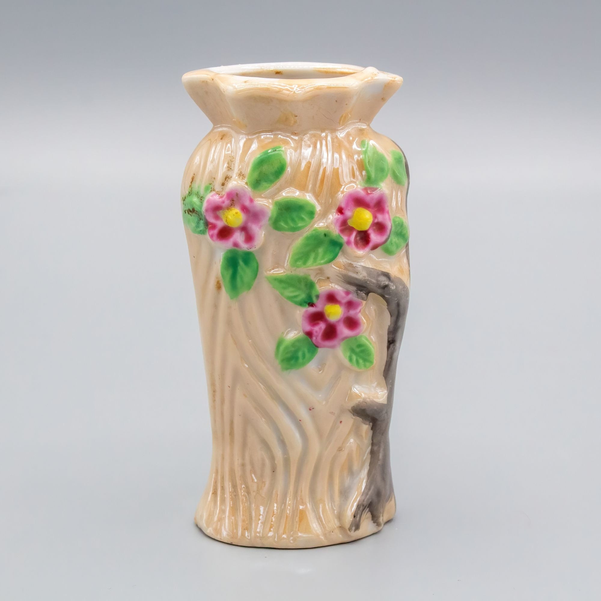 Vintage Japan Ceramic Miniature Vase Floral