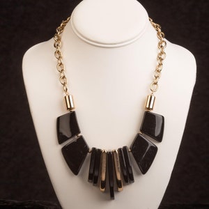 Black and Gold Art Deco Statement Chain Necklace