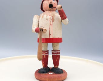 Vintage to Antique German Räuchermännchen Smoking man Incense Burner Baseball Player As Is