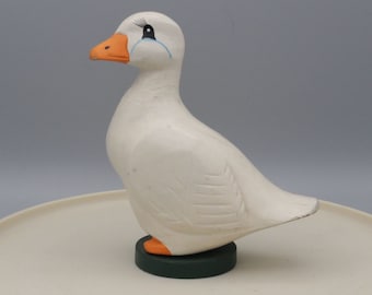 Vintage Wooden Hand Painted White Pekin Duck Figurine